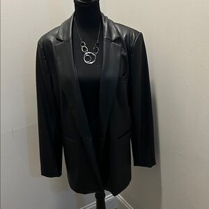 LOFT Black Women's imitation leather Blazer Jacket